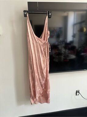 Topshop Satin Pink Slip Dress with Side Tie
